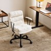 Karl Home | 24.4 Inch Upholstered Swivel Office Chair With Leg Pegs And Wheels - 3 of 4