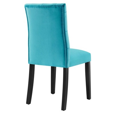 Blue Velvet Upholstered Wood Side Chair, 25" x 19" x 38"