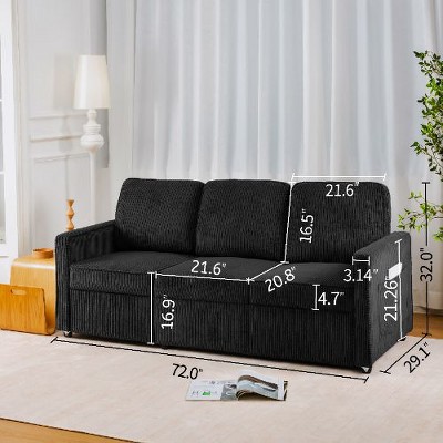 CAVINAS Retractable 3 Seater Sofa, Corduroy Sofa, Upholstered Flexible Sofa, Upholstered Couches for Living Room, Apartment