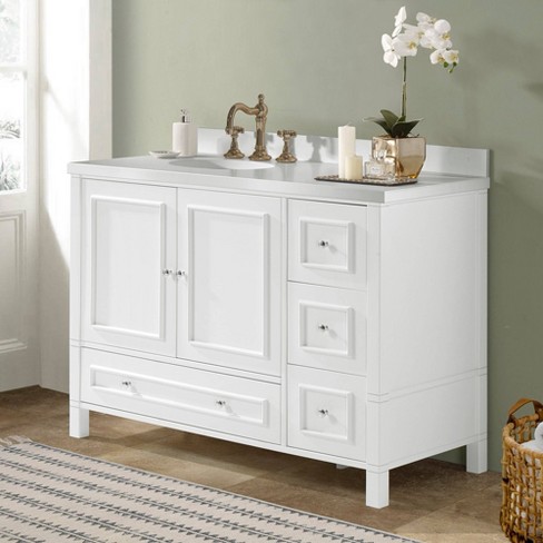 48 White Double Sink Vanity Cabinet 