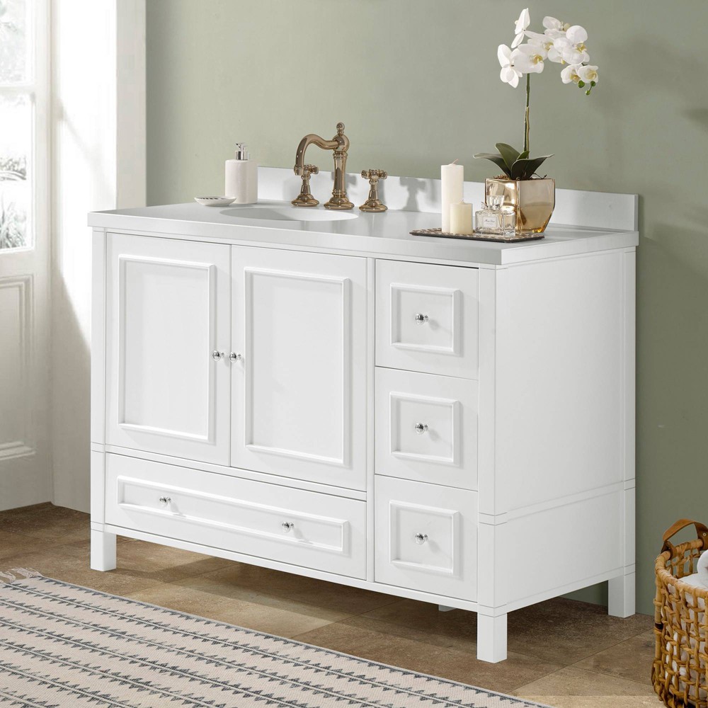 Photos - Washbasin cabinet 48" Williamsburg Vanity Cabinet White - Alaterre Furniture