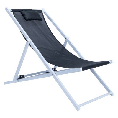 LeisureMod Sunset Outdoor Portable Patio Beach Sling Chair Adjustable with Headrest
