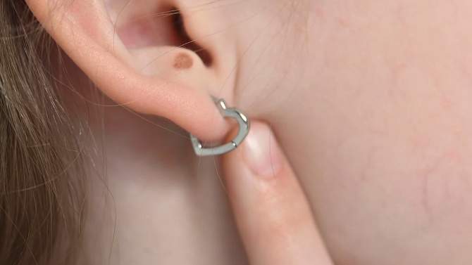 Girls' Heart Shaped Hoop Sterling Silver Earrings - In Season Jewelry, 2 of 6, play video