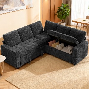 Vipbear 78 in Sectional Sleeper Sofa Bed with Pull Out Bed,Adjustable Backrest & Storage Seat,Convertible L Shaped Sectional Couche Tool-Free Assembly - 1 of 4