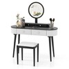 Costway Solid Wood Makeup Vanity Desk Set with LED Lighted Mirror Drawers Cushioned Stool White + Brown/Black + Brown/White + Black/White + Natural - 2 of 4