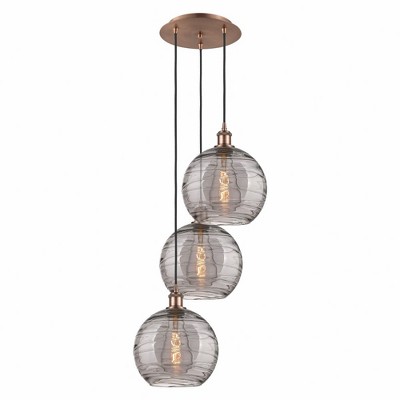 Athens Deco Swirl - 3 Light Cord Hung Multi Pendant In Industrial Style-35.63 Inches Tall and 16.5 Inches Wide