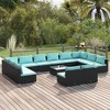 vidaXL 13-Piece Patio Lounge Set with Cushions - Outdoor Furniture Set - Black Poly Rattan with Powder-Coated Steel Frame - 2 of 4
