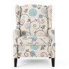 Christopher Knight Home Set of 2 Wescott Contemporary Fabric Recliners Light Beige with Blue Floral/Dark Brown : Upholstered Wingback Accent Chairs - 3 of 4