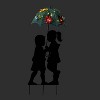39" Iron Boy & Girl Silhouettes Holding Solar Lighted Umbrella - Alpine Corporation: Outdoor Human Figure Statues with AA Ni-Cd Battery - 3 of 4