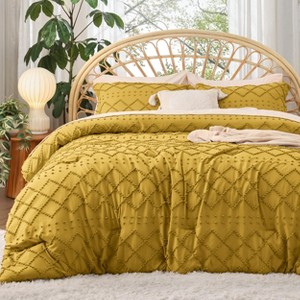 | 3Pcs Comforter Bedding Set with Intricate Solid Embroidery - 1 of 4