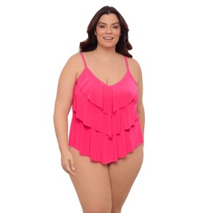 Aqua Green, Women's Triple Tier Tankini - 1 of 3
