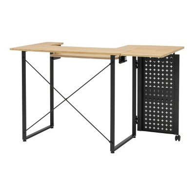 Pivot Sewing Table with Swingout Storage Panel and Adjustable Platform