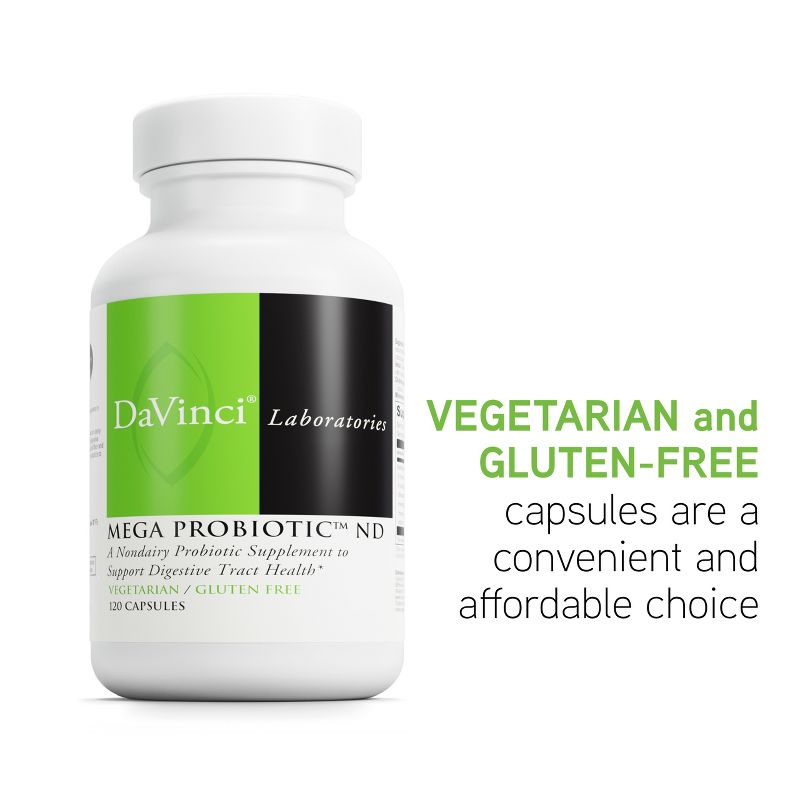 DaVinci Labs Mega Probiotic ND - Non-Dairy Probiotic Supplement to Support Gut Health, Digestive Health and Neurological Health* - 120 Vegetarian Caps, 5 of 7