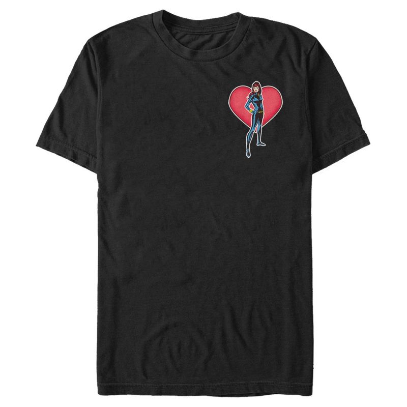 Men's Marvel Black Widow Heart Pocket T-Shirt, 1 of 6