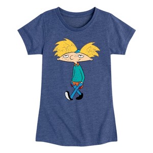 Girls' - Hey Arnold! - Distressed Arnold Fitted Short Sleeve Graphic T-Shirt - 1 of 4