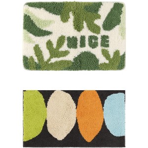 Unique Bargains Printing Non-Slip Soft Plush Quick Dry Microfiber Bathroom Mat 2 Pcs - 1 of 4
