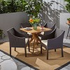 Christopher Knight Home Taquile Outdoor Acacia Wood and Wicker 5 Piece Dining Set with Cushion, Teak/Multibrown - 2 of 4
