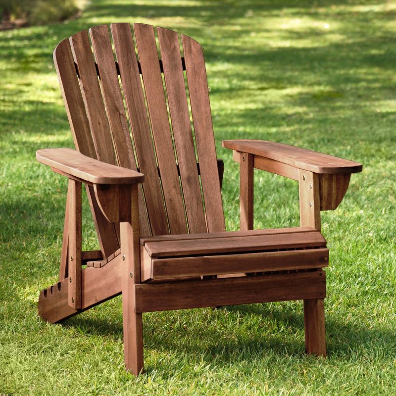 Teal Island Designs Fletcher Dark Wood Outdoor Reclining Adirondack Chair, 2 of 10
