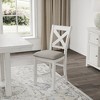 Signature Design by Ashley Robbinsdale Farmhouse Counter Height Bar Stools with X-Back and Nailhead Trim, Set of 2, Antique White - 3 of 4