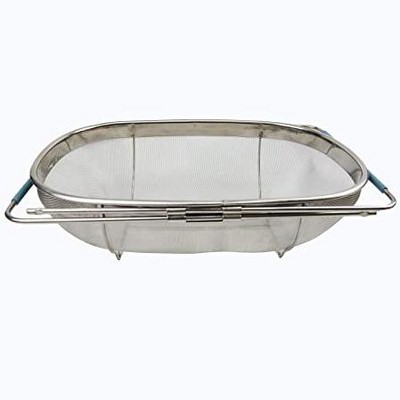 Expandable Stainless Steel Over-Sink Oval Colander with Rubber Handles