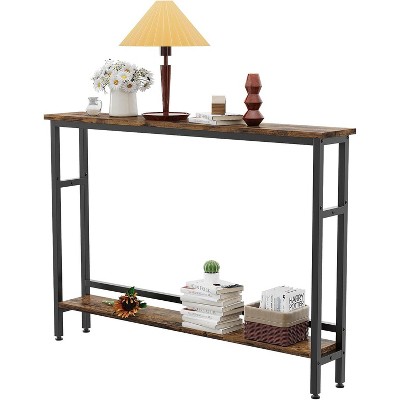 39.4" Slim Sofa Table,2 Tier Narrow Console Table with Adjustable Shelf, Space-Saving Behind Couch Table for Living Room, Hallway, and Foyer,