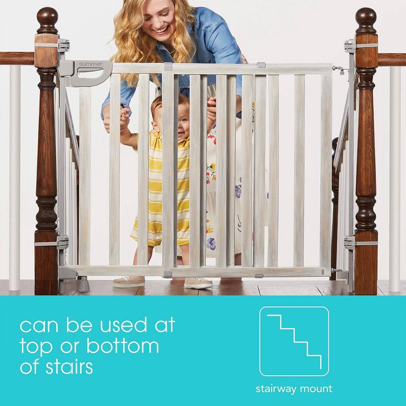 Summer Infant Banister and Stair Wood Safety Gate with Extra Wide Door Design and Comfort Grip handle for Easy One Handed Release, Multicolor, 4 of 7