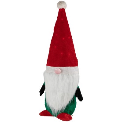 35-Inch Lighted Red and Green Christmas Gnome Yard Decoration