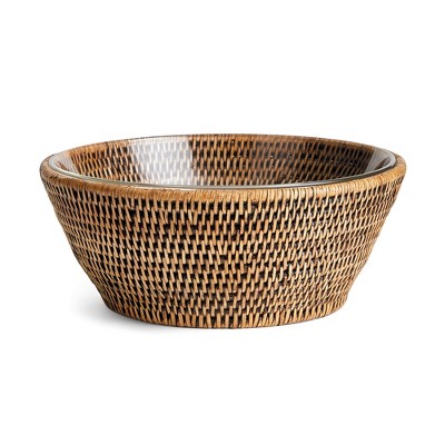 Plum & Post Burma Rattan Serving Bowl 10.75", Brown