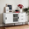 VANIRROR Modern Storage Cabinet Sideboard, Glass Sliding Door with 3 Drawers, Entryway Console Table, Kitchen Buffet Cabinet for Corridor, Entrance - 2 of 3