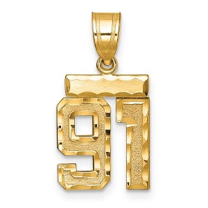 Black Bow Jewelry 14k Yellow Gold, Varsity Collection, Small D/C Pendant Number 91 - 1 of 3