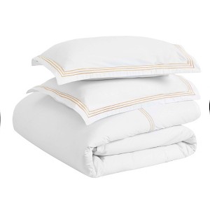 Cotton Three-Line Embroidered 3 Piece Duvet Cover Set by Blue Nile Mills - 1 of 4