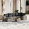 vidaXL 8 Piece Patio Sofa Set with Cushions Poly Rattan - Gray and Dark Gray Corner + 3x Middle + Footrest + Table - 2 of 4