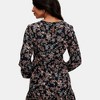 Knit & Lounge Women’s Floral Long Sleeve Dress Crew Neck Smocked Cuffs Tiered Skirt Casual Fall Mini Dress - 4 of 4
