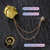 Unique Bargains Cloth Flower Lapel Pin with Gold Badge Tassel Chain for Men Wedding 1.57 inch 2 Pcs - 2 of 4