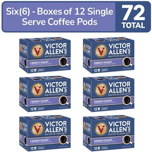Victor Allen's Coffee French Roast, Dark Roast, 6 Pack - 12 Count, Single Serve Coffee Pods for Keurig K-Cup Brewers - 1 of 4