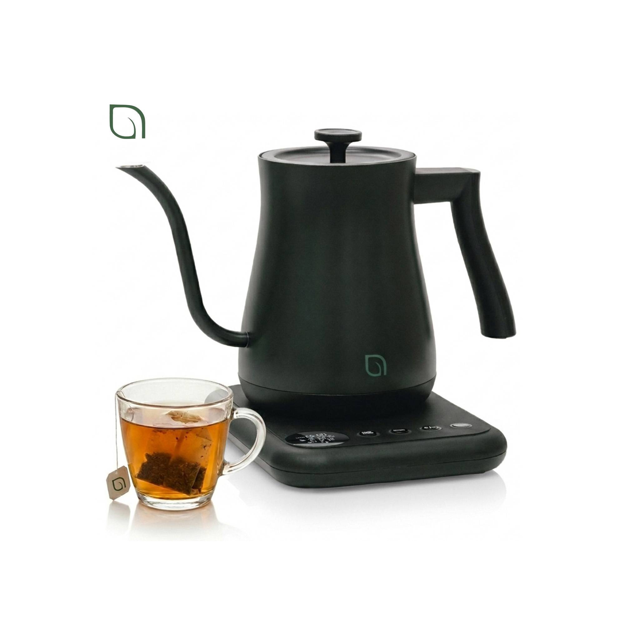 Willow Kitchen 1L Gooseneck Electric Kettle for Pour Over Coffee & Tea, Automatic Shutoff, Rapid Boil Hot Water Kettle Pot Black