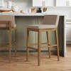 Nathan James Upholstered Wood Counter Height Barstool Light Brown Flax: Rubberwood Frame, 300 lbs Capacity - 2 of 4