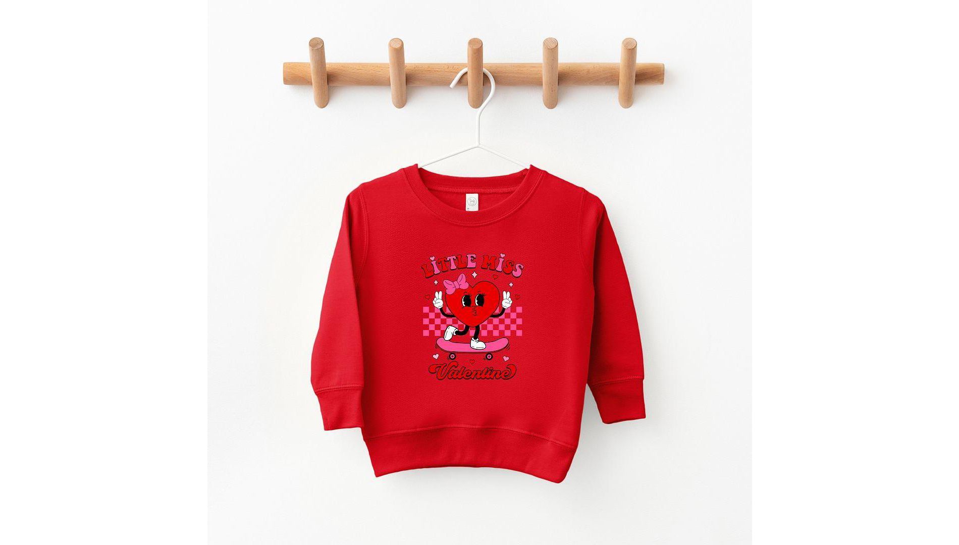 The Juniper Shop Little Miss Valentine Skateboard Youth Ultra-Soft Graphic Sweatshirt - XS - Red