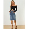 INSPIRE CHIC Women's High Waist Split Hem Casual Denim Pencil Skirt - 3 of 4