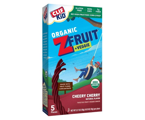Clif Kid Organic ZFruit + Veggie Twisted Rope Cheery Cherry 5 ct