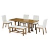 ChicFurnit Dining Sets Extendable Trestle Table Set with Upholstered Chairs and Bench for Kitchen Dining Room, Dark Brown, 48.03"*24.8"*12.01" - 2 of 4