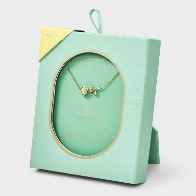 14K Gold Dipped Genuine Birth Stone Flower Pendant Necklace - A New Day™