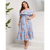 Women Plus Size Off Shoulder Maxi Dress Ruffle Flowy Casual Summer Boho Long Dresses - 4 of 4
