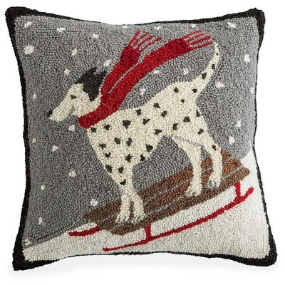 Plow & Hearth - Hand-Hooked Wool Dalmatian Snow Day Throw Pillow