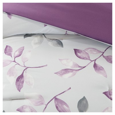 Madison Park Purple Rowan Complete Comforter Set (King): Madison Park, Hypoallergenic, Midweight, Floral Pattern, 9-Piece Bedding Set — фото 3