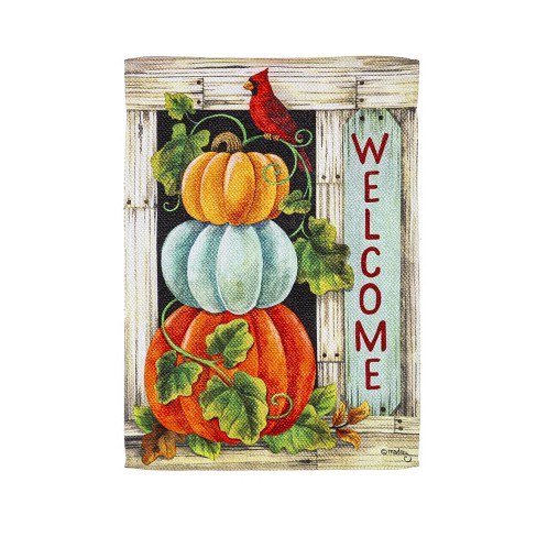 Evergreen Pumpkin Stack Garden Suede Flag 12.5 X 18 Inches Indoor ...