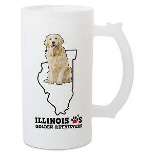 Elanze Designs The Prairie State Illinois Loves Golden Retrievers� Matte White Frosted Glass Classic Mug Stein, 16 Ounce - 1 of 4