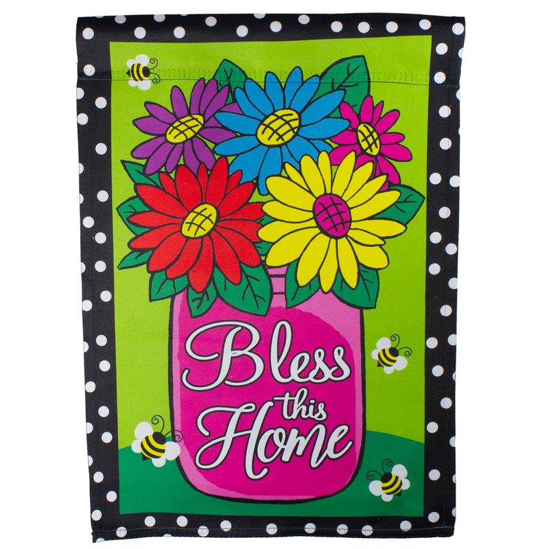 Northlight Bless this Home Bouquet with Vase Outdoor Garden Flag 12.5" x 18", 1 of 5