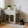 Dog Crate Furniture, Indoor Dog Kennel - Wooden Crate with Storage Drawers, Cushion, 3 Doors, Side End Table for Small/Medium Dogs - 2 of 4