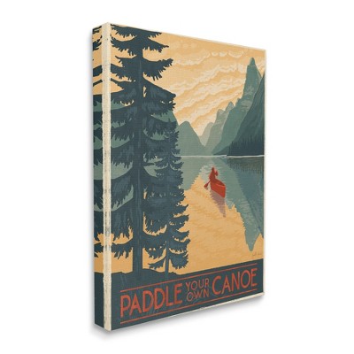 Stupell Industries Paddle Your Own Canoe Phrase Mountain Lake Adventure